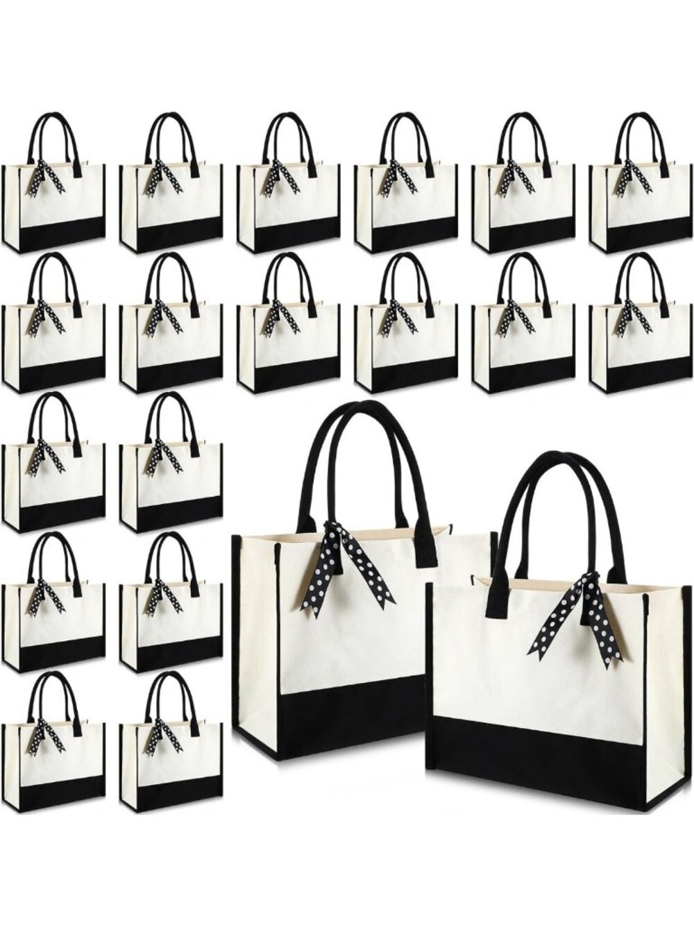 20 Pcs Personalized Canvas Tote Bags - Blank Shopping Bags for Gifts & Events